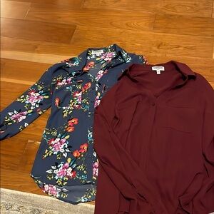 Floral and Burgundy Women's Tops